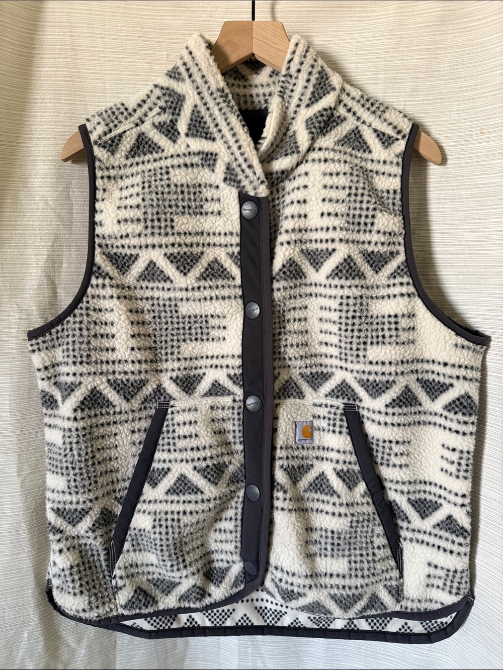 Carhartt Cream & Black Patterned Sherpa Fleece Vest